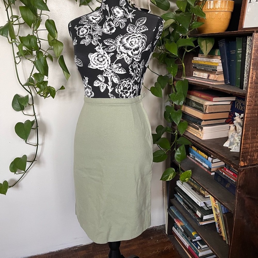 Wool green pencil skirt